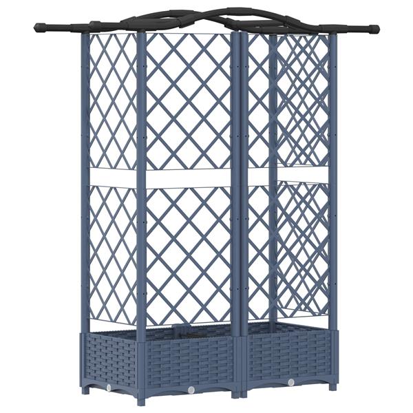 Grote foto vidaxl verhoogd bed met trellis en dak grijs 124 x 40 x 126 cm pp tuin en terras overige tuin en terras