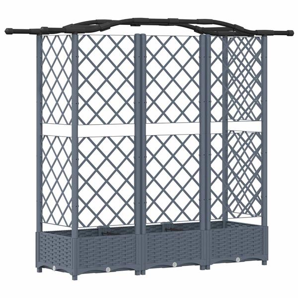 Grote foto vidaxl verhoogd bed met trellis en dak lichtgrijs 163 x 40 x 126 cm pp tuin en terras overige tuin en terras