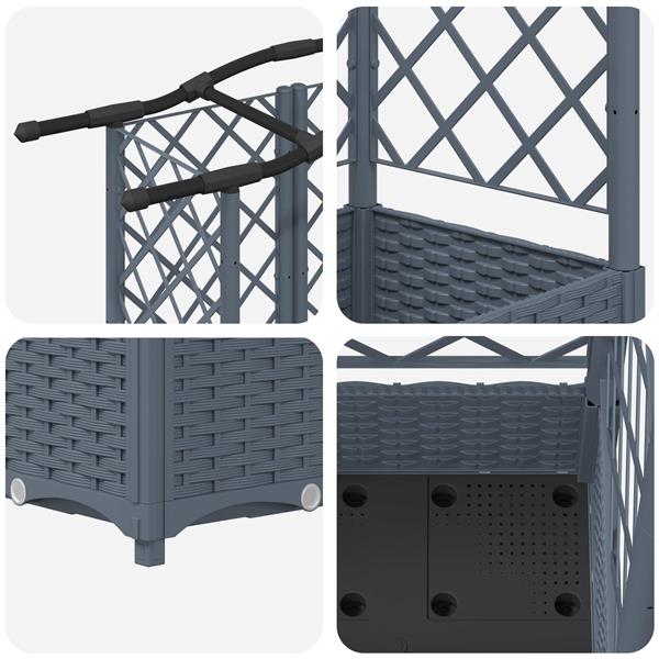 Grote foto vidaxl verhoogd bed met trellis en dak lichtgrijs 163 x 40 x 126 cm pp tuin en terras overige tuin en terras