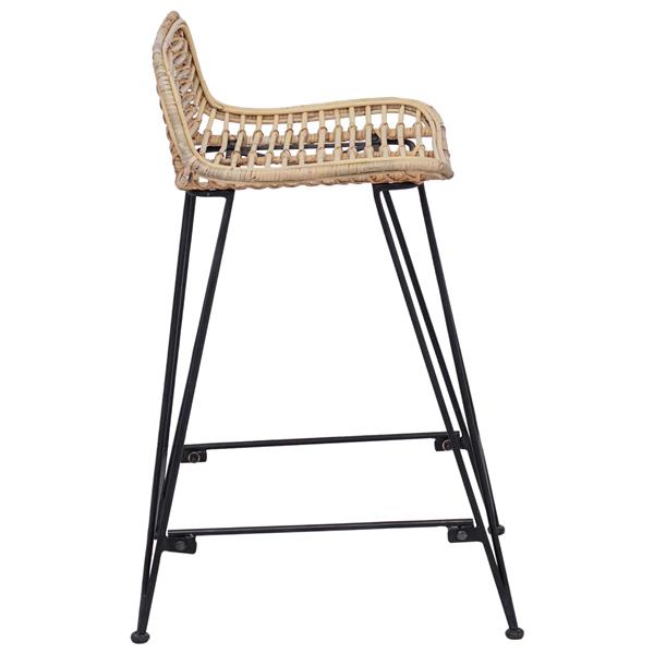 Grote foto vidaxl barkruk 2 pcs naturel 44 x 45 x 76 cm rattan en staal huis en inrichting krukken en barkrukken