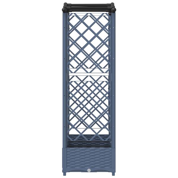 Grote foto vidaxl verhoogd bed met trellis en dak grijs 163 x 40 x 126 cm pp tuin en terras overige tuin en terras