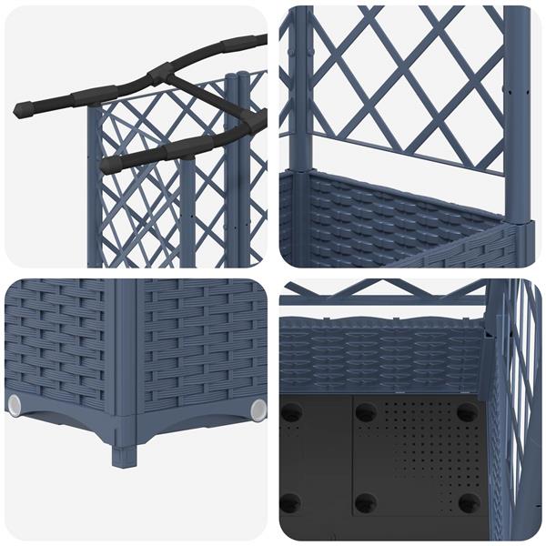 Grote foto vidaxl verhoogd bed met trellis en dak grijs 163 x 40 x 126 cm pp tuin en terras overige tuin en terras