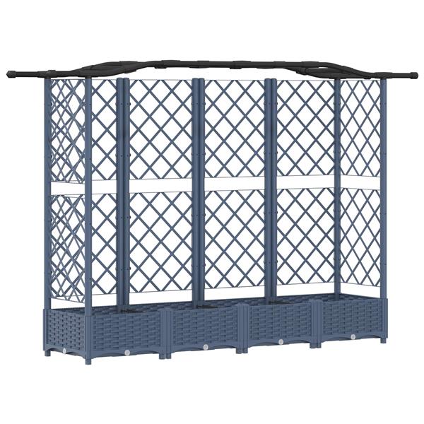 Grote foto vidaxl verhoogd bed met trellis en dak grijs 203 5 x 40 x 125 cm pp tuin en terras overige tuin en terras