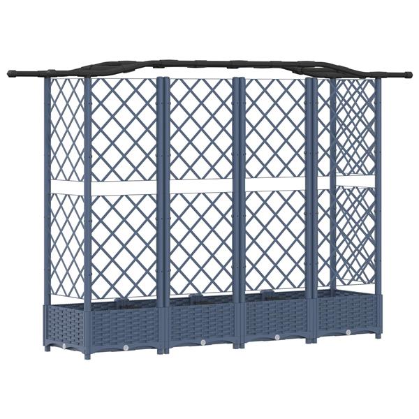 Grote foto vidaxl verhoogd bed met trellis en dak grijs 203 5 x 40 x 125 cm pp tuin en terras overige tuin en terras