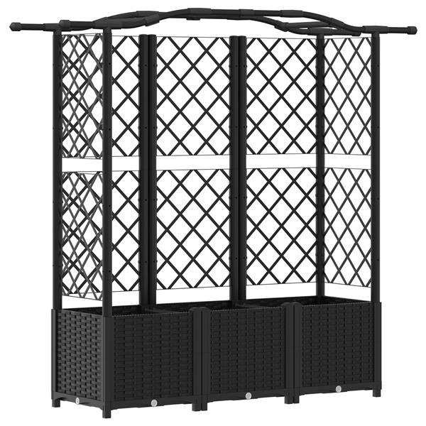 Grote foto vidaxl verhoogd bed met trellis en dak zwart 163 x 40 x 141 cm pp tuin en terras overige tuin en terras