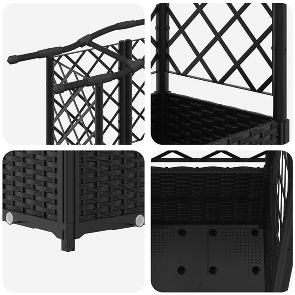 Grote foto vidaxl verhoogd bed met trellis en dak zwart 163 x 40 x 141 cm pp tuin en terras overige tuin en terras