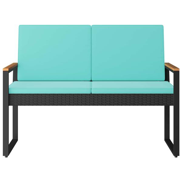 Grote foto vidaxl tuinbank zwart en turquoise 107 x 61 x 80 cm poly rattan tuin en terras tuinmeubelen