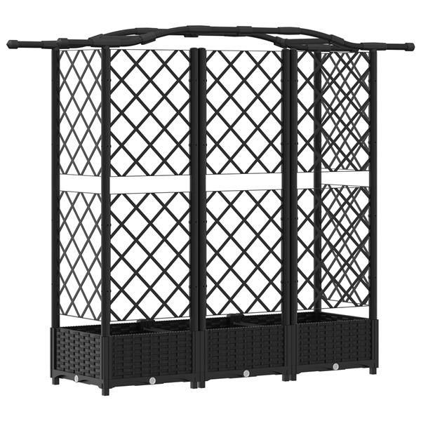 Grote foto vidaxl verhoogd bed met trellis en dak zwart 163 x 40 x 126 cm pp tuin en terras overige tuin en terras