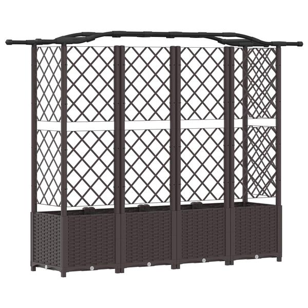 Grote foto vidaxl verhoogd bed met trellis en dak bruin 204 x 40 x 141 cm pp tuin en terras overige tuin en terras