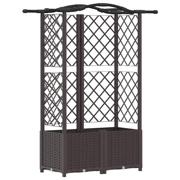 Grote foto vidaxl verhoogd bed met trellis en dak bruin 122 x 40 x 141 cm pp tuin en terras overige tuin en terras