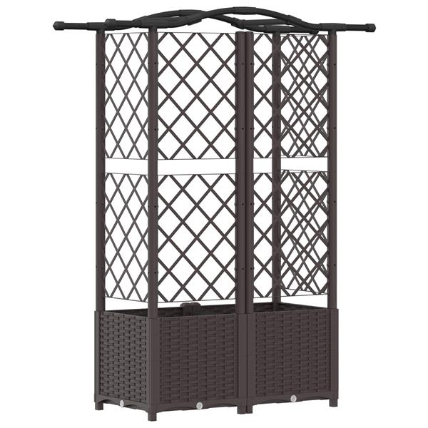 Grote foto vidaxl verhoogd bed met trellis en dak bruin 122 x 40 x 141 cm pp tuin en terras overige tuin en terras