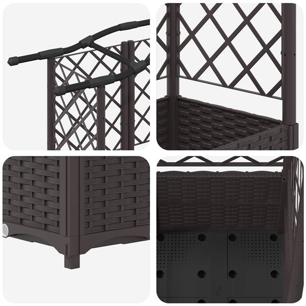 Grote foto vidaxl verhoogd bed met trellis en dak bruin 122 x 40 x 141 cm pp tuin en terras overige tuin en terras