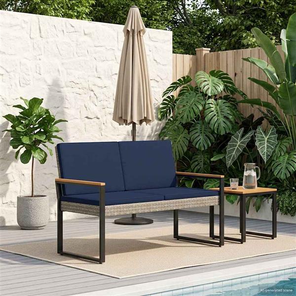 Grote foto vidaxl tuinbank grijs en marineblauw 107 x 61 x 80 cm poly rattan tuin en terras tuinmeubelen