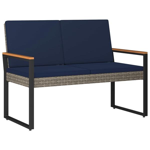 Grote foto vidaxl tuinbank grijs en marineblauw 107 x 61 x 80 cm poly rattan tuin en terras tuinmeubelen