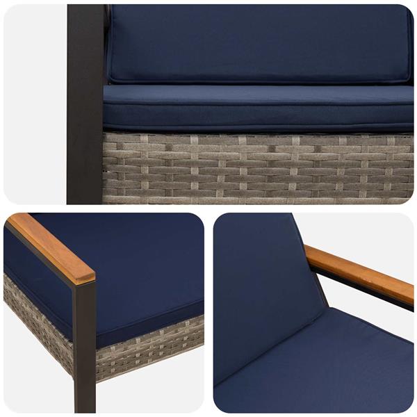 Grote foto vidaxl tuinbank grijs en marineblauw 107 x 61 x 80 cm poly rattan tuin en terras tuinmeubelen