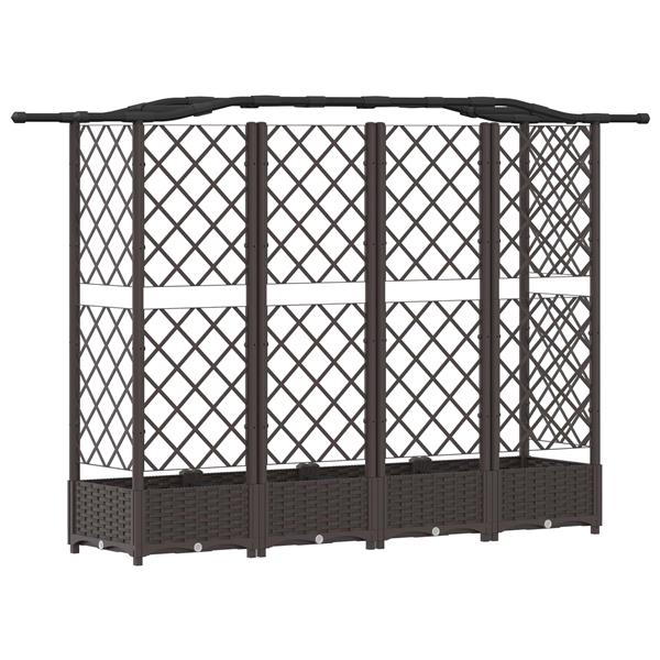 Grote foto vidaxl verhoogd bed met trellis en dak bruin 203 5 x 40 x 125 cm pp tuin en terras overige tuin en terras