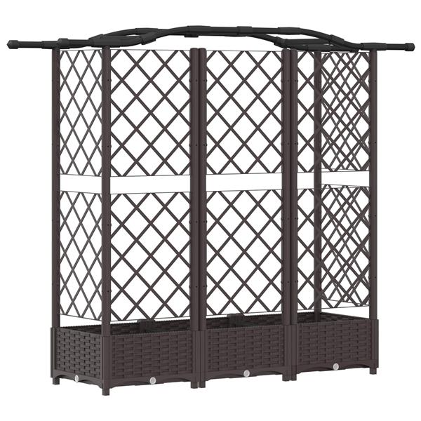 Grote foto vidaxl verhoogd bed met trellis en dak bruin 163 x 40 x 126 cm pp tuin en terras overige tuin en terras