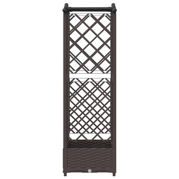 Grote foto vidaxl verhoogd bed met trellis en dak bruin 124 x 40 x 126 cm pp tuin en terras overige tuin en terras