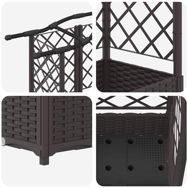 Grote foto vidaxl verhoogd bed met trellis en dak bruin 124 x 40 x 126 cm pp tuin en terras overige tuin en terras