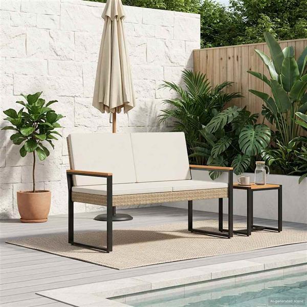 Grote foto vidaxl tuinbank beige en cr me wit 107 x 61 x 80 cm poly rattan tuin en terras tuinmeubelen