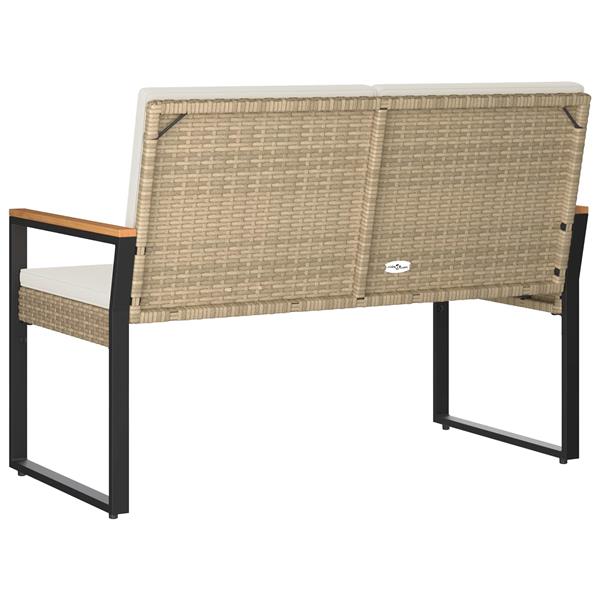 Grote foto vidaxl tuinbank beige en cr me wit 107 x 61 x 80 cm poly rattan tuin en terras tuinmeubelen