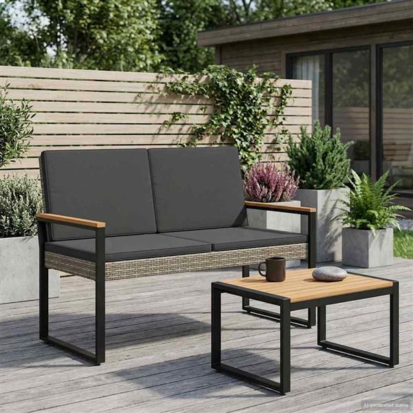 Grote foto vidaxl tuinbank grijs en donkergrijs 107 x 61 x 80 cm poly rattan tuin en terras tuinmeubelen
