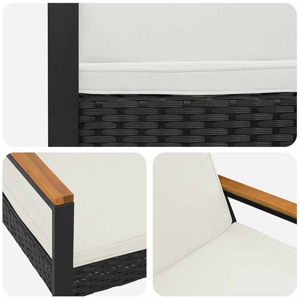 Grote foto vidaxl tuinbank zwart en cream wit 107 x 61 x 80 cm poly rattan tuin en terras tuinmeubelen