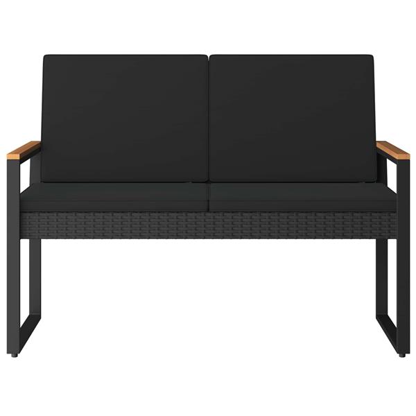 Grote foto vidaxl tuinbank met kussen zwart 107 x 61 x 80 cm poly rattan tuin en terras tuinmeubelen