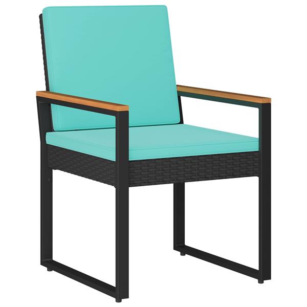 Grote foto vidaxl buitenmeubelset met kussen 3 pcs zwart en turquoise poly rattan tuin en terras tuinmeubelen