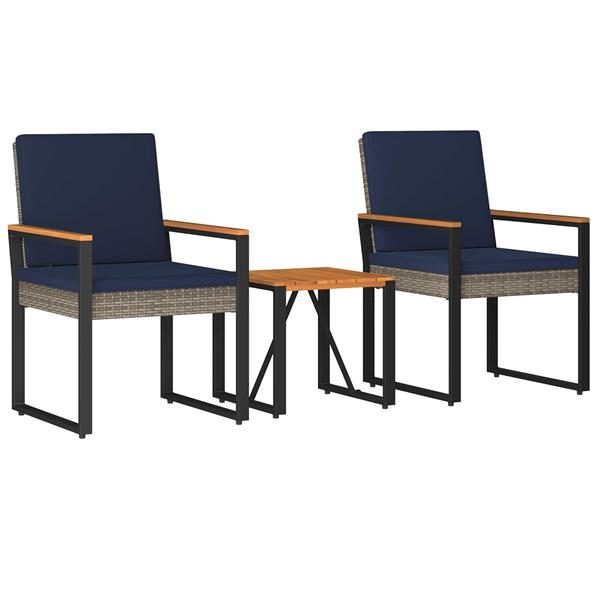 Grote foto vidaxl buitenmeubelset 3 pcs grijs en marineblauw poly rattan tuin en terras tuinmeubelen