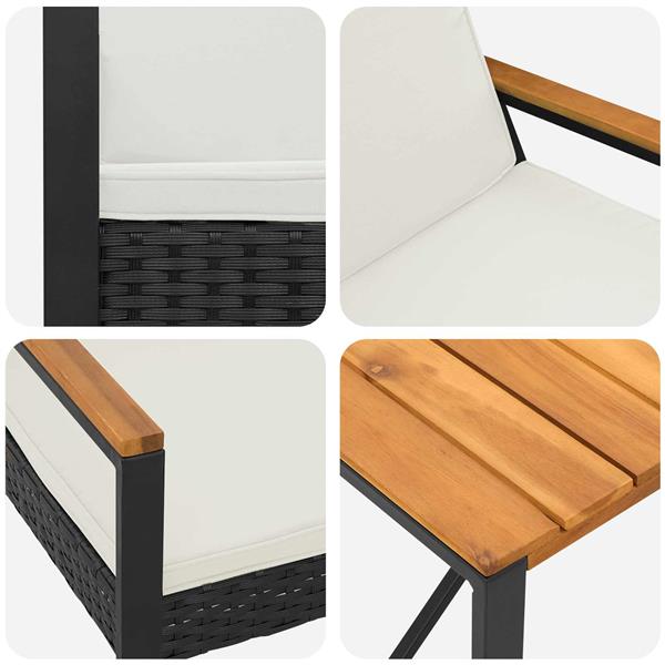 Grote foto vidaxl buitenmeubelset met kussen 3 pcs zwart en cream wit poly rattan tuin en terras tuinmeubelen