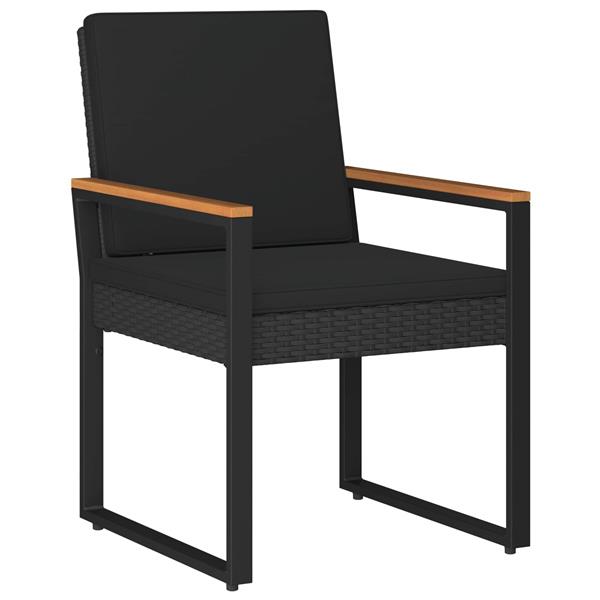 Grote foto vidaxl buitenmeubelset met kussen 3 pcs zwart poly rattan tuin en terras tuinmeubelen