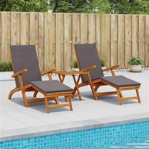 Grote foto vidaxl ligstoelkentingen en opvouwbare zonnebader 2 pcs grijs tuin en terras tuinmeubelen