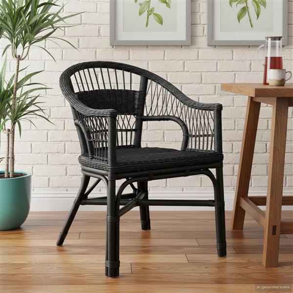 Grote foto vidaxl stapelstoel zwart 60 x 60 x 81 cm rattan huis en inrichting stoelen