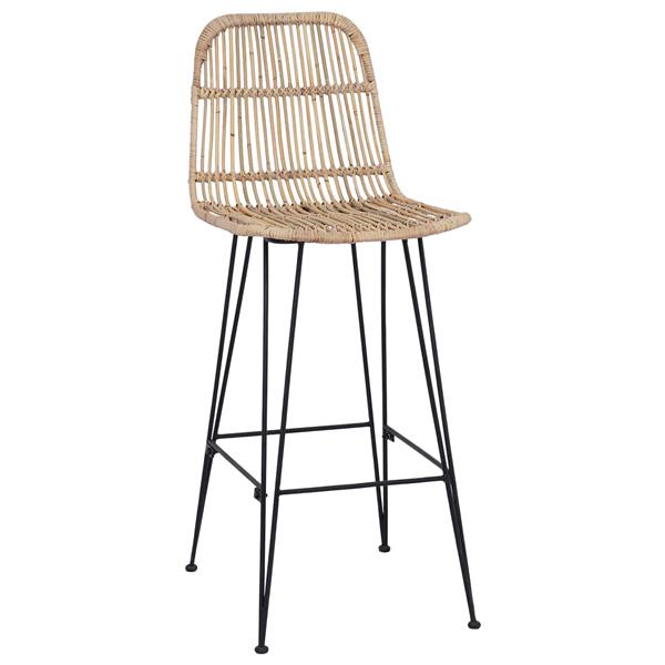 Grote foto vidaxl barkruk 2 pcs naturel 44 x 55 x 109 cm rattan en staal huis en inrichting krukken en barkrukken