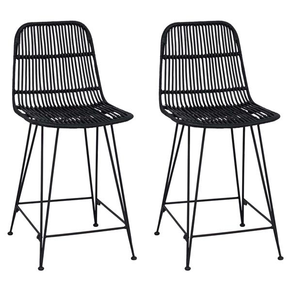 Grote foto vidaxl barkruk 2 pcs zwart 44 x 54 x 96 cm rattan en staal huis en inrichting krukken en barkrukken