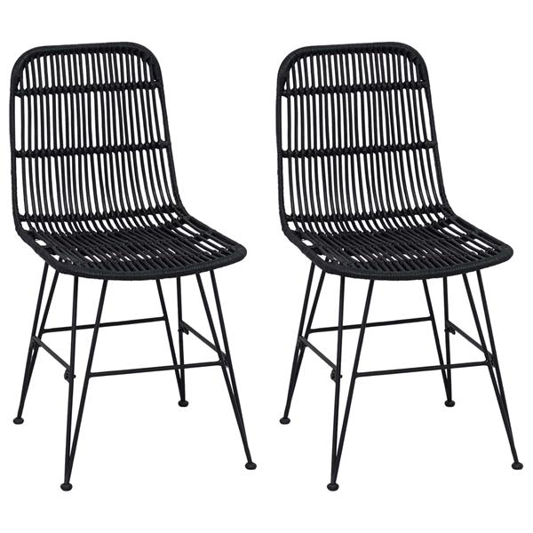 Grote foto vidaxl eetkamerstoel 2 pcs zwart 41 x 55 x 85 cm rattan en staal huis en inrichting stoelen