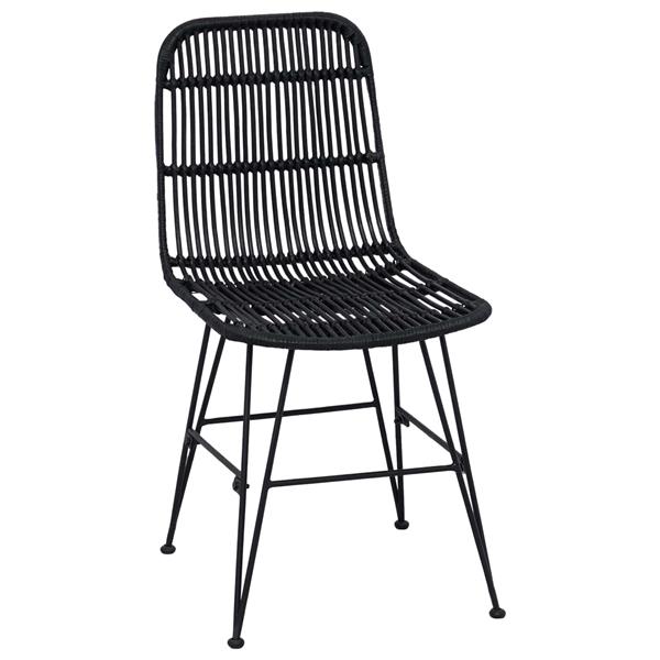 Grote foto vidaxl eetkamerstoel 2 pcs zwart 41 x 55 x 85 cm rattan en staal huis en inrichting stoelen