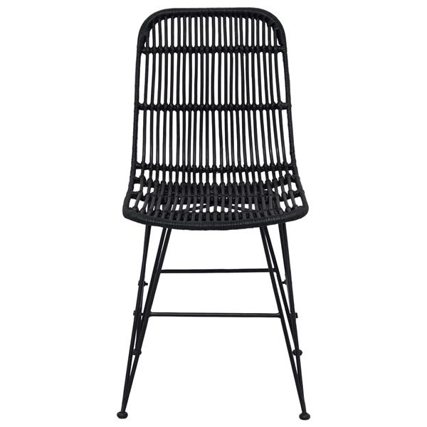 Grote foto vidaxl eetkamerstoel 2 pcs zwart 41 x 55 x 85 cm rattan en staal huis en inrichting stoelen