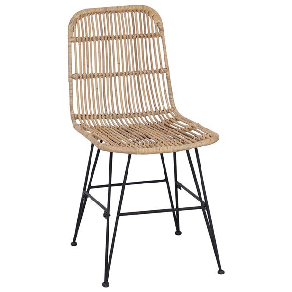 Grote foto vidaxl eetkamerstoel 2 pcs naturel 41 x 55 x 85 cm rattan en staal huis en inrichting stoelen