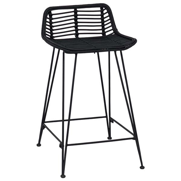 Grote foto vidaxl barkruk 2 pcs zwart 44 x 45 x 76 cm rattan en staal huis en inrichting krukken en barkrukken