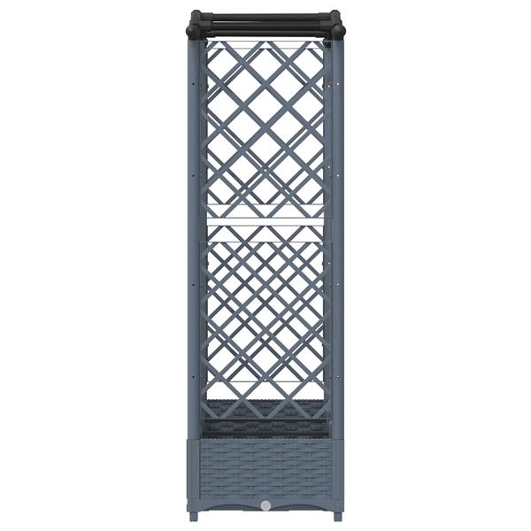 Grote foto vidaxl verhoogd bed met trellis en dak lichtgrijs 163 x 40 x 126 cm pp tuin en terras overige tuin en terras