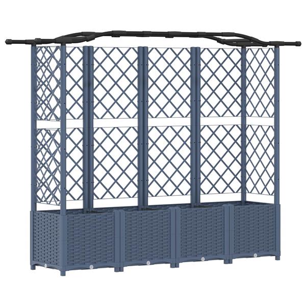 Grote foto vidaxl verhoogd bed met trellis en dak grijs 204 x 40 x 141 cm pp tuin en terras overige tuin en terras