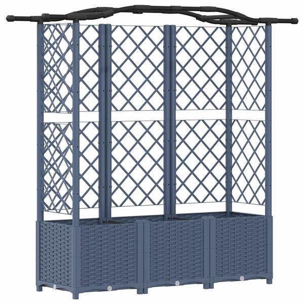 Grote foto vidaxl verhoogd bed met trellis en dak grijs 163 x 40 x 141 cm pp tuin en terras overige tuin en terras
