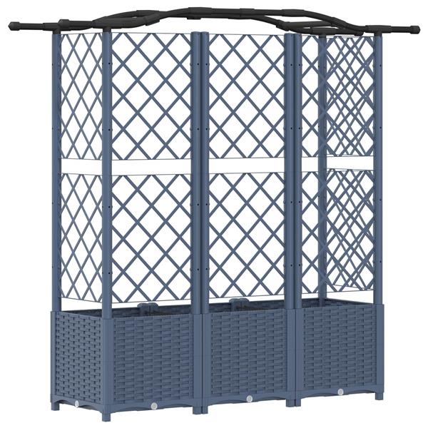 Grote foto vidaxl verhoogd bed met trellis en dak grijs 163 x 40 x 141 cm pp tuin en terras overige tuin en terras