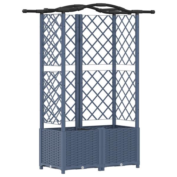 Grote foto vidaxl verhoogd bed met trellis en dak grijs 122 x 40 x 141 cm pp tuin en terras overige tuin en terras