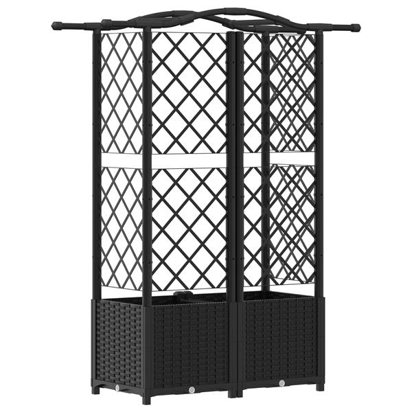 Grote foto vidaxl verhoogd bed met trellis en dak zwart 122 x 40 x 141 cm pp tuin en terras overige tuin en terras
