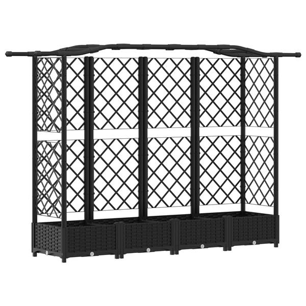 Grote foto vidaxl verhoogd bed met trellis en dak zwart 203 5 x 40 x 125 cm pp tuin en terras overige tuin en terras