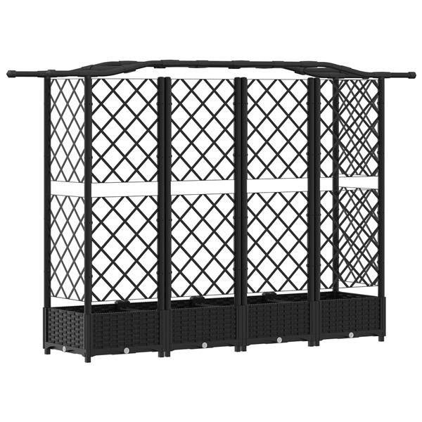 Grote foto vidaxl verhoogd bed met trellis en dak zwart 203 5 x 40 x 125 cm pp tuin en terras overige tuin en terras