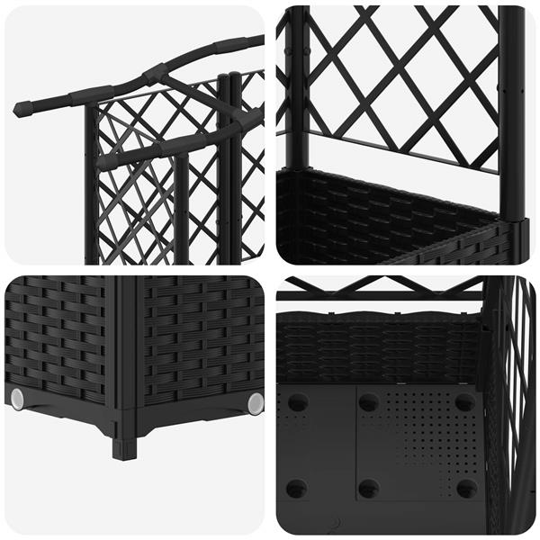 Grote foto vidaxl verhoogd bed met trellis en dak zwart 203 5 x 40 x 125 cm pp tuin en terras overige tuin en terras